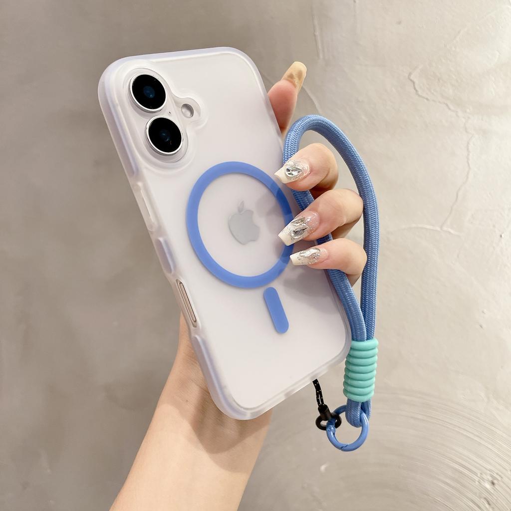 The Transparent Edge Magnetic Anti-drop Phone Case Is Suitable for IPhone16 Protective Case, Soft Apple 15promax Shell Lanyard for Women