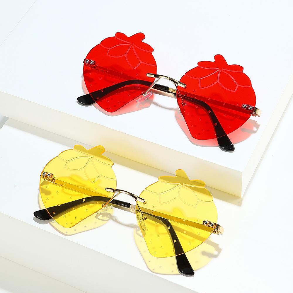 Personalized Rimless Peach Sunglasses Men'S And Women'S Tide Dance Party Concave Sunglasses Hip-Hop Glasses