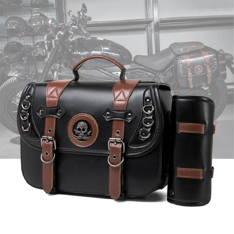 Vintage Style Motorcycle Saddlebags PU Leather Waterproof Side Bag Large Capacity Saddlebags Easy Carrying for Bike 