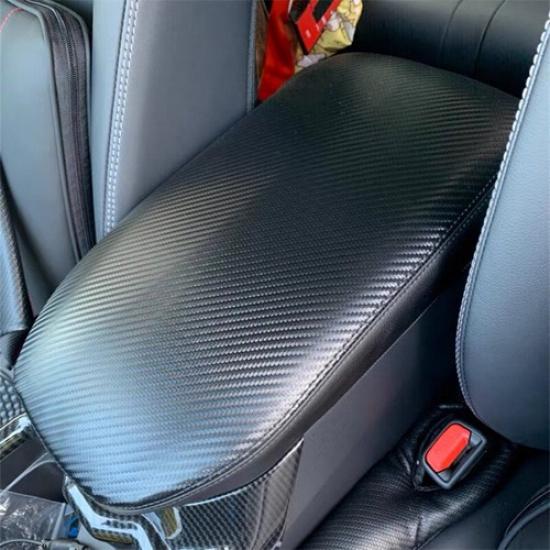 Carbon Fiber Style Leather Car Center Armrest Box Cover For Toyota RAV4 19-22