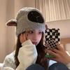 Winter cartoon plush hat cute puppy pullover hat funny warm cycling strap show face small ear protectors