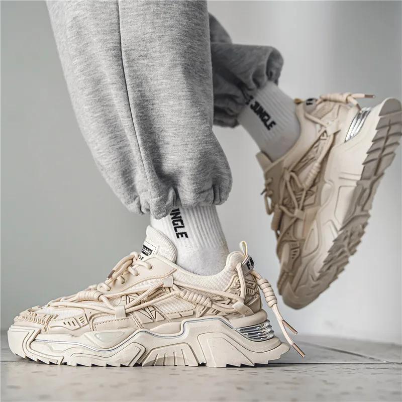 Platform Men Shoes Fashion Clunky Sneakers Casual Breathable Sports Dad Shoes Male Fitness Footwear Comfortable