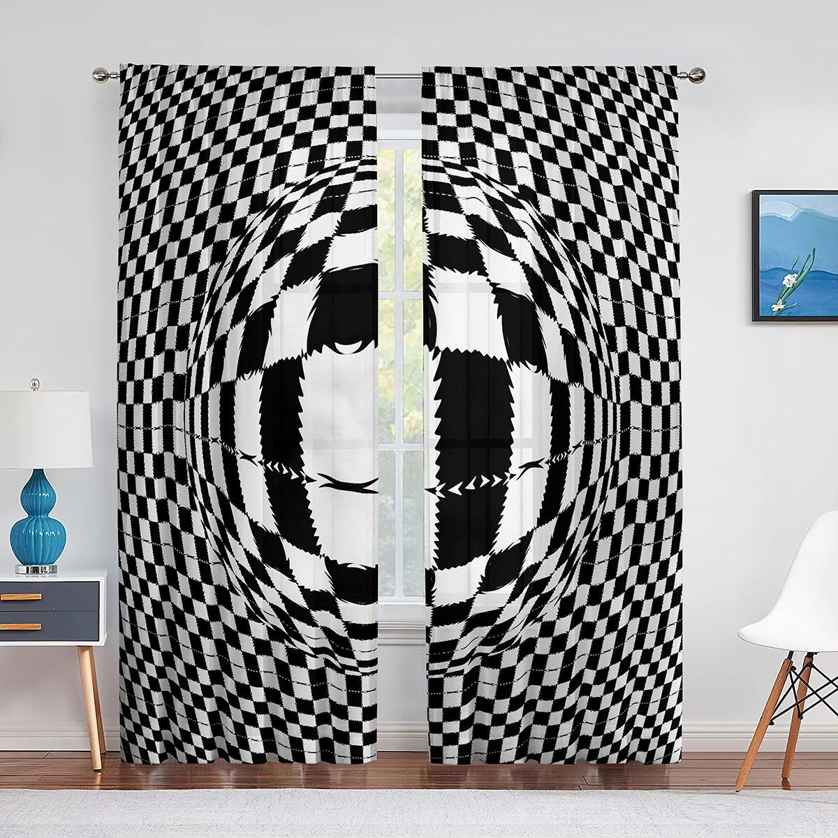 

Living Room Space Bedroom Cooking Room Decor Race Car Flag WindowpaneDrapes for Geometric Ebony Ivory Checkered Semi - blackout Drapery ideal 140W160H(CM)55x63in&Rod Pocket