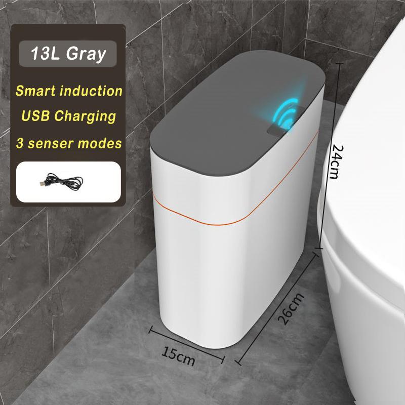 16L New Smart Trash Can High-tech Induction Storage Bucket Bathroom Deodorant Waterproof Trash Can Household with Lid Creative