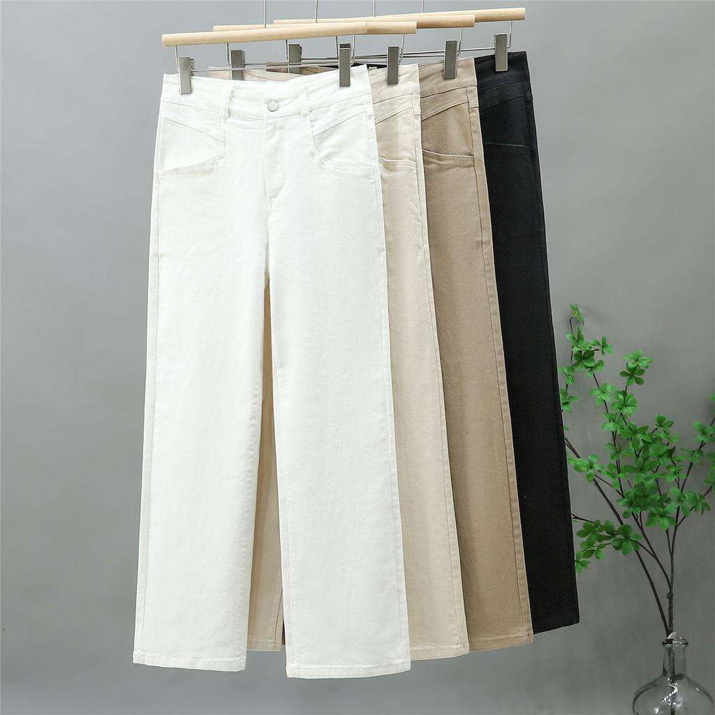 Elastic Straight Leg Jeans Women's New High Waisted Loose and Versatile Casual Narrow Leg Pants