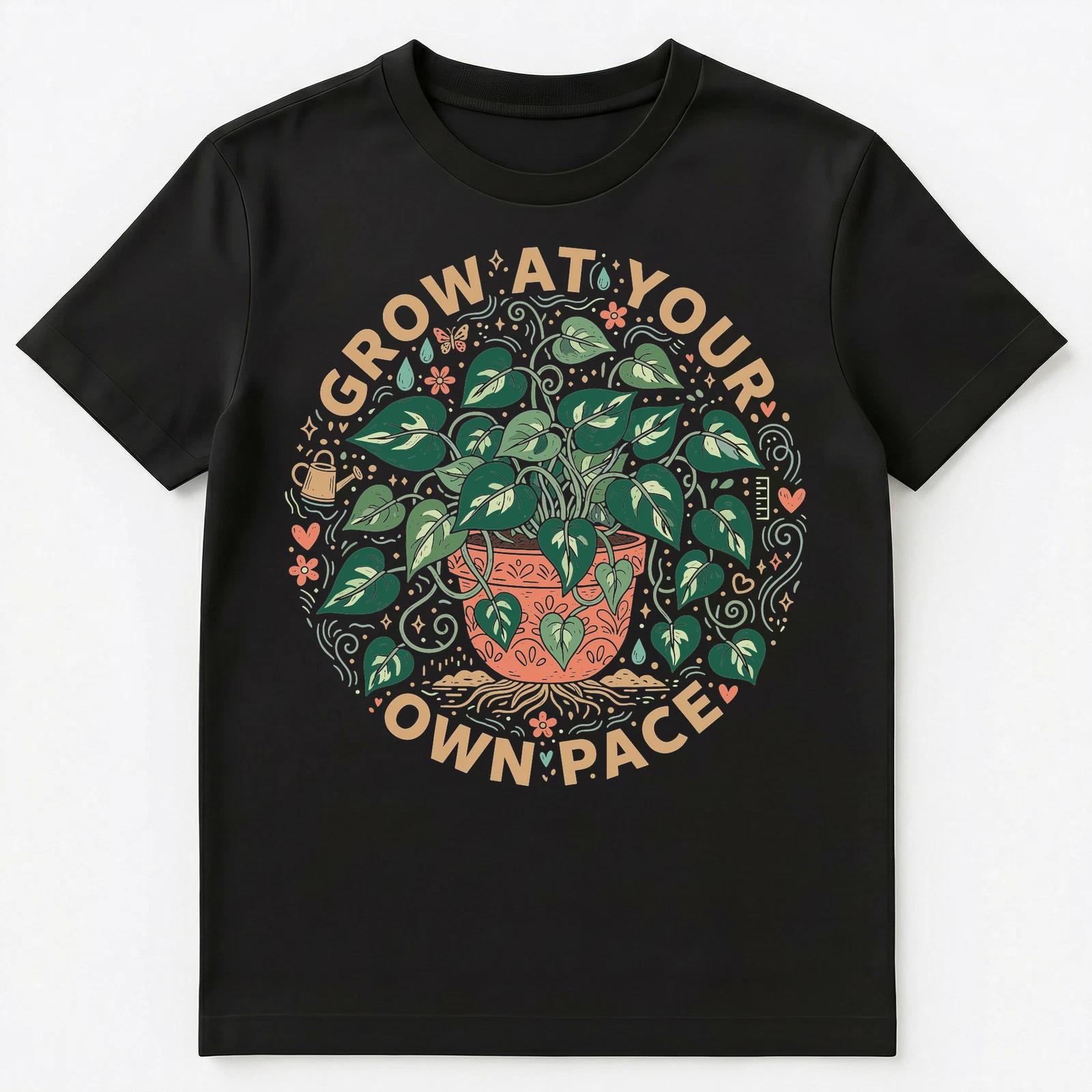 

Grow At Your Own Pace Botanical Graphic Unisex T-Shirt 4XL