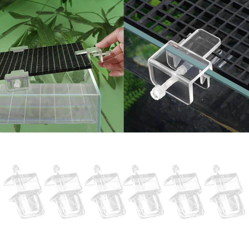 6 Pieces Fish Tank Screen Net Holder Bracket Landscape Net Mounting Holder Multifunctional Transparent Acrylic Bracket
