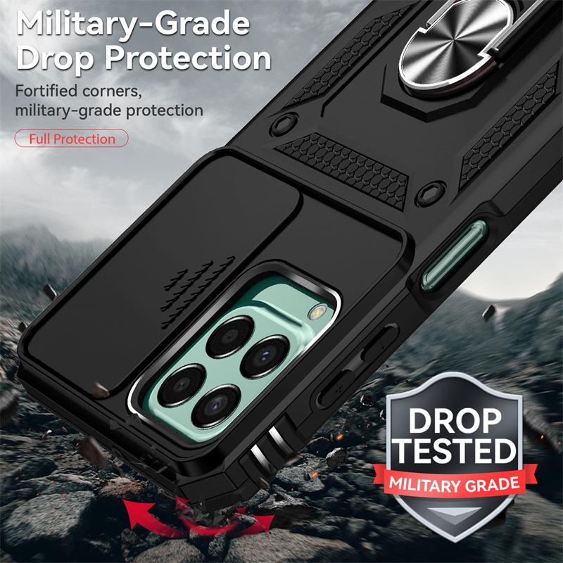 For Samsung Galaxy M33 M53 M23 5G Case Slide Camera Lens Funda For Samsung M13 4G M 23 33 53 Magnetic Ring Holder Protect Cover