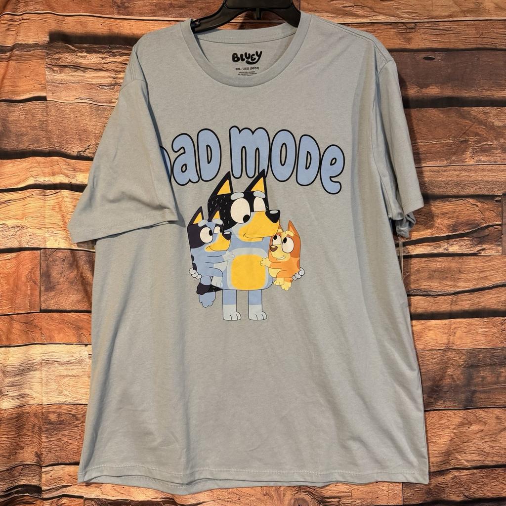 Bluey Men's 2XL "Dad Mode" Bandit Bluey Bingo TV Show Graphic Tee NWT Unisex T-Shirt
