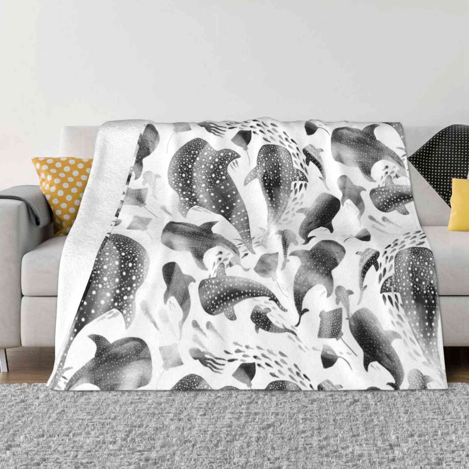 

Whale Shark-Dark Dreams New Arrival Fashion Leisure Warm Flannel Blanket Whale Sharks Whales Ocean Fish Octopus Ray Swimming Sea 30x40in