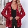 Mini Blazer New Commute Style Open-Collar Long Sleeve Sequined Casual Blazer Jacket for Women