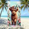 Europäisches und Amerikanisches Retro Hochlandrind Druck Strandtuch Mikrofaser Verdickt Wasseraufnahme Schnelltrocknend Outdoor Badetuch