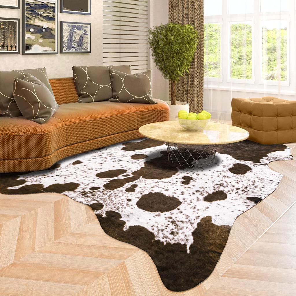 NOAHAS Faux Cowhide Rug Carpet Cute Cow Hide Rug for Living Room Bedroom Western Home Decor Faux Fur Cow Print Rugs