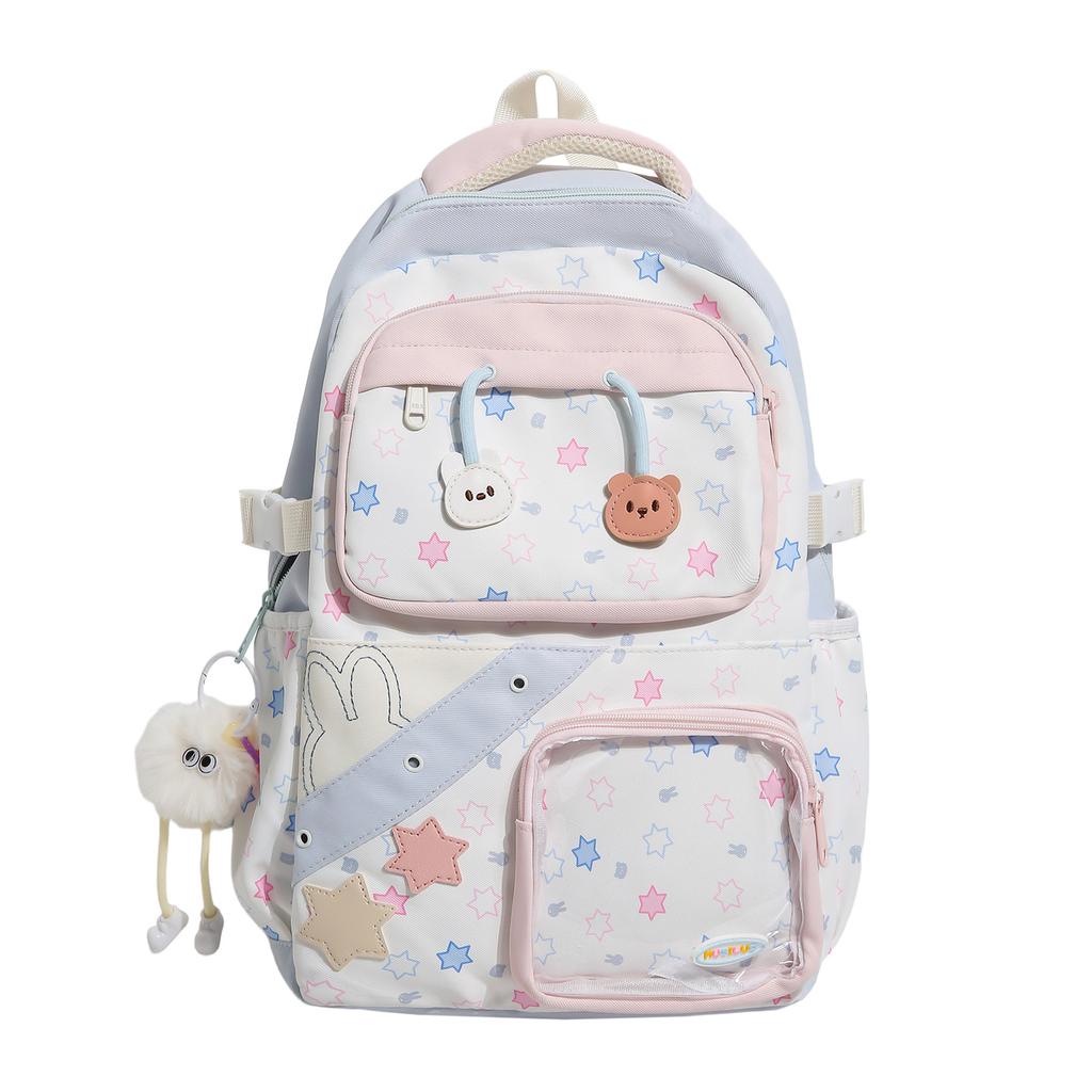 Schoolbag Large Capacity Cartoon Student School Bag Campus Lightweight Student School Bag Two-dimensional Pain Bag Transparent Bar Pain Bag