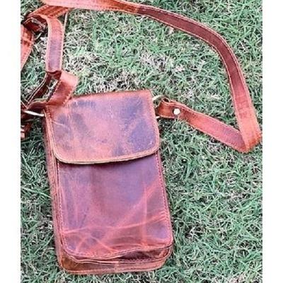 Handgemachte schlanke Handytasche aus Büffelleder, Reisetasche, Leder-Sling-Tasche, Umhängetasche, Seitentasche, Handytasche