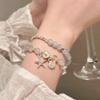 French Retro Crystal Beaded Pearl Bracelet for Women - Purple, Niche Design