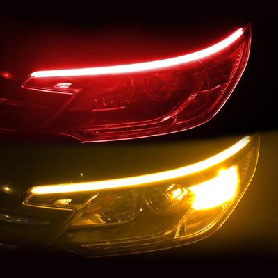 Luz de Tira para Farol de Carro 60cm Cor Dupla Luz de Circulação Sinal de Viragem LED Tira de Luz Tubo para Farol 60cm 23.6in Vermelho e