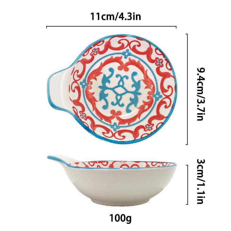 Japanese Ceramic Dish Seasoning Bowls, Heat-resistant Underglaze Colored Cute Bowl Dish, Creative Kitchen Utensils Dipping Dish