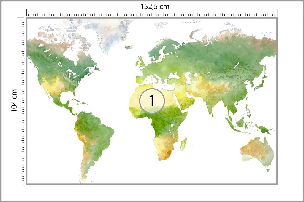 Photomural World Map Self-Adhesive Mural 152.5x104