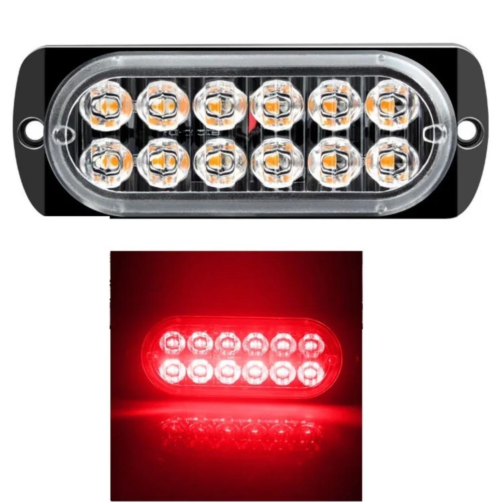 12 Led Strobe Side Warning Light Strobe Flashing Lightbar Car Truck Beacon Lamp Amber Yellow White Traffic Light 12V - 24V