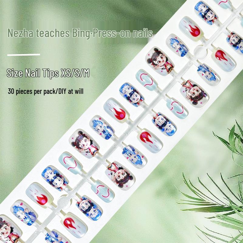 

Cute White Cat & Nezha Ao Bing Cartoon Nail Art Patches