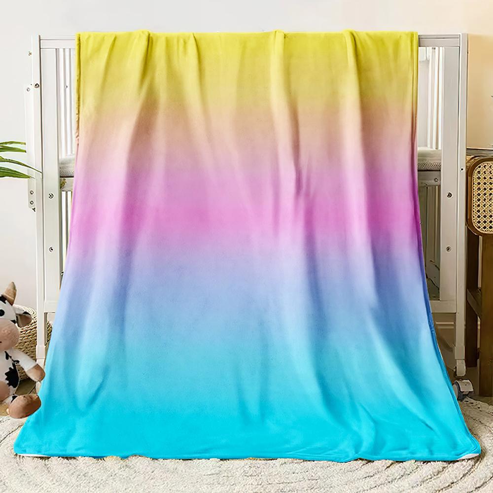 Flannel Blanket Dopamine Gradient Soft Warm Thin Bed Sheet Sofa Cover Artificial Fur Plaid Blanket