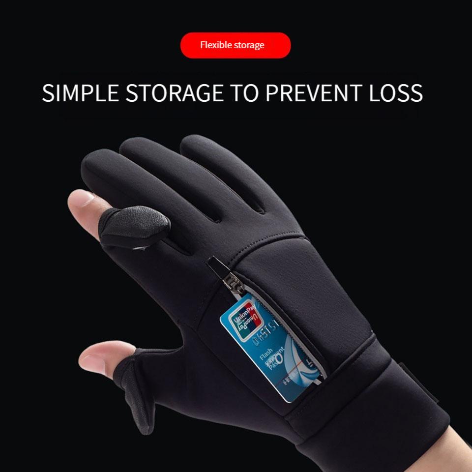Gobygo Winter Padded Ski Gloves Zipper Touch Screen Windproof Waterproof Mountain Climbing Running Cycling Sports Warm Gloves