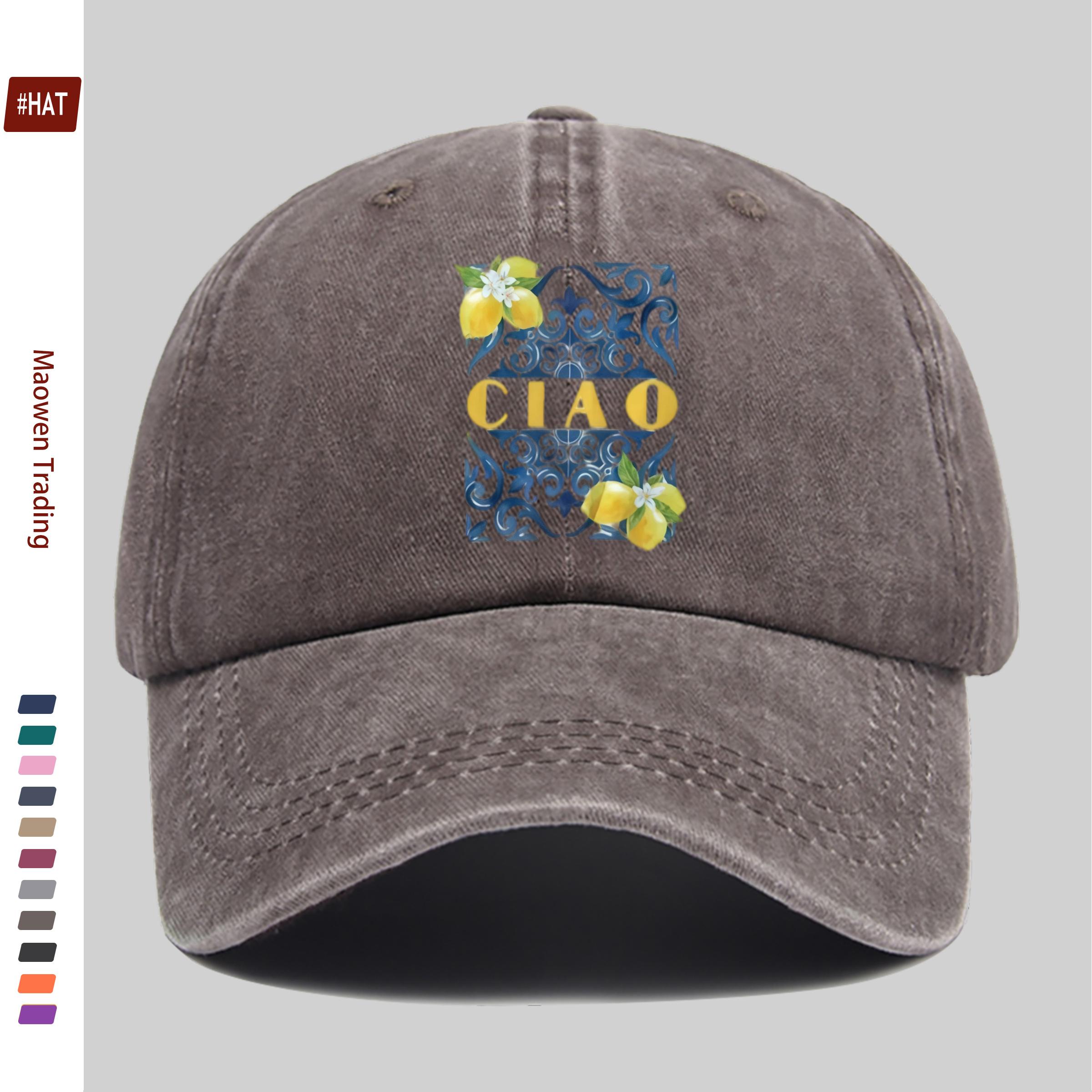 pc Letter Lemon Print Baseball Cap with Cartoon Fruit Lemon Design Sun Hat Comfortable Lightweight Trucker Hat with Adjustable 1pc