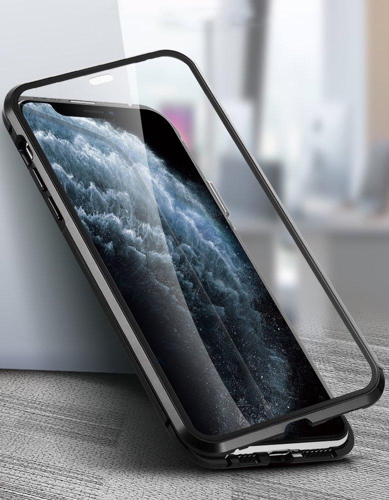 Wozinsky 360° Magnetic Cam Slider Case with Screen Glass & Camera Protection for Huawei P40 - Black