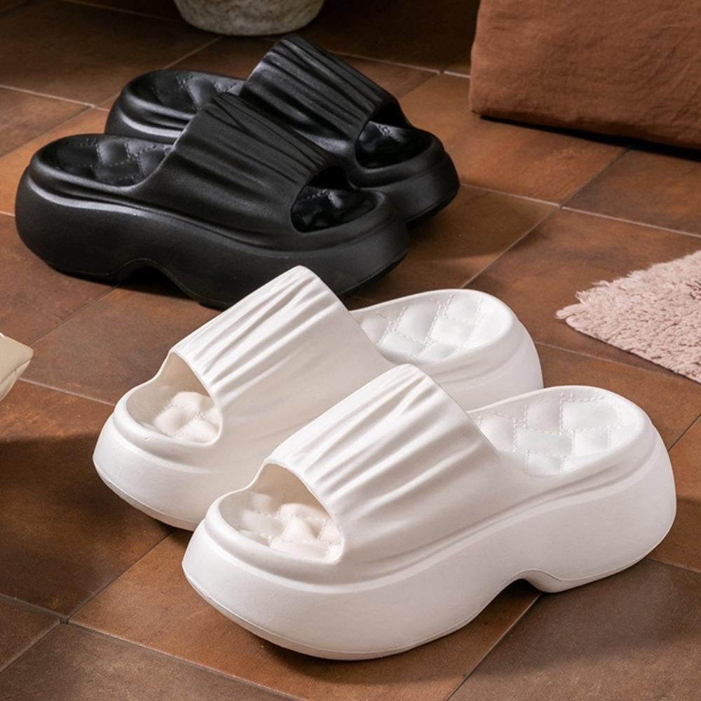 Dicksohlige Hausschuhe für Damen Sommer 2025, höhenverstärkende Hausschuhe für Damen, neue High Heels, rutschfeste EVA-Strandschuhe
