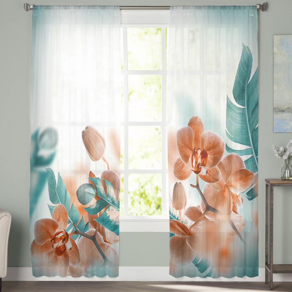 Tropical Plant Decoration Sheer Curtains Window Curtains For Living Room Bedroom Blinds Kids Room Home Decor