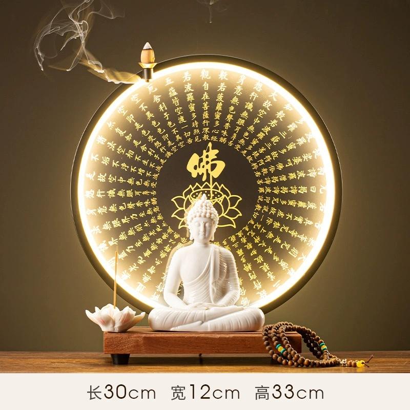 

Sakyamuni Large Buddha Statue Buddha Statue Tathagata Buddha Figure Ceramic Lamp Circle Customized For Incense Porch Home Decor