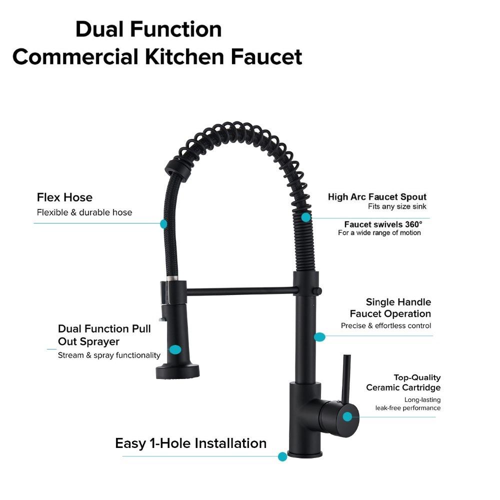 Crane Blacked Kitchen Faucets Pull Out Spring Spout Sink Faucets 360 Rotation Single Lever Cold And Hot Water Mixers Tap