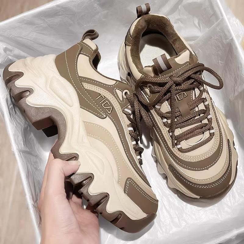 

Women s shoes summer casual heightening platform dad shoes versatile running sneakers women s trend 35 хаки