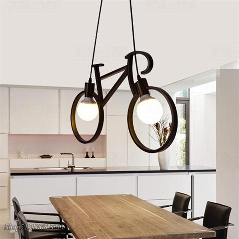 Retro Pendant Light Creative Iron Bicycle Pendant Lamp Living Room Simple Restaurant Bar Industrial Kitchen Hanging Lamps