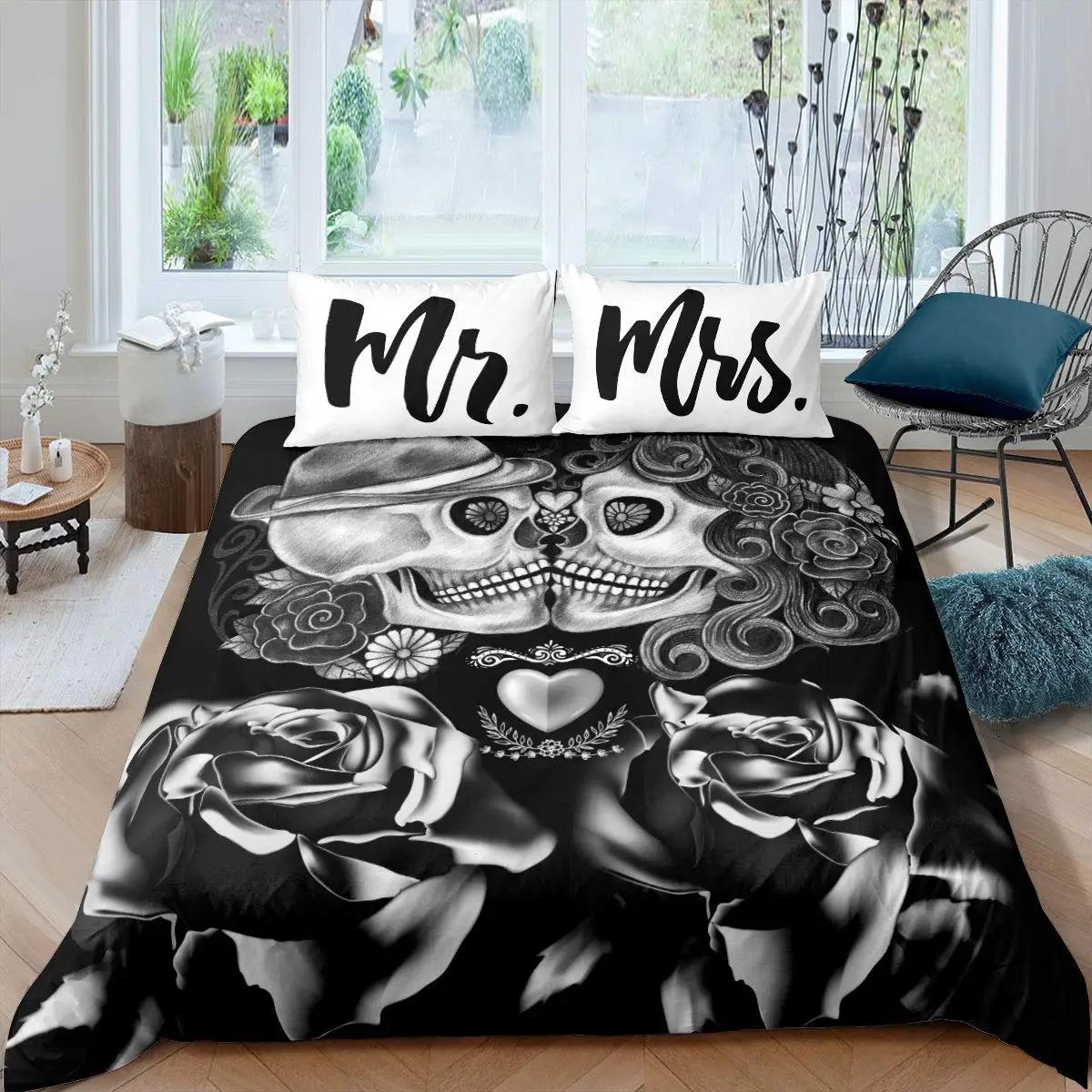 

Comforter Mr And Mrs King Black Love And Gold Bedding Set For Couples Cute Romantic Valentines Gifts Comforter Sets Comforter (quilt)-EU Single(135*200cm)3pcs