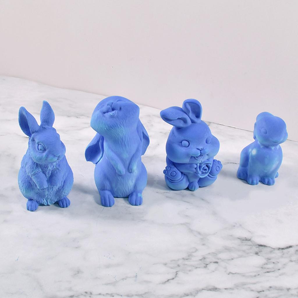 Ins Easter Rabbit Candle Mold Diy Aromath Gypsum Sit Up and Look Up Sitting Rabbit with Drooping Ears Silicone Mold