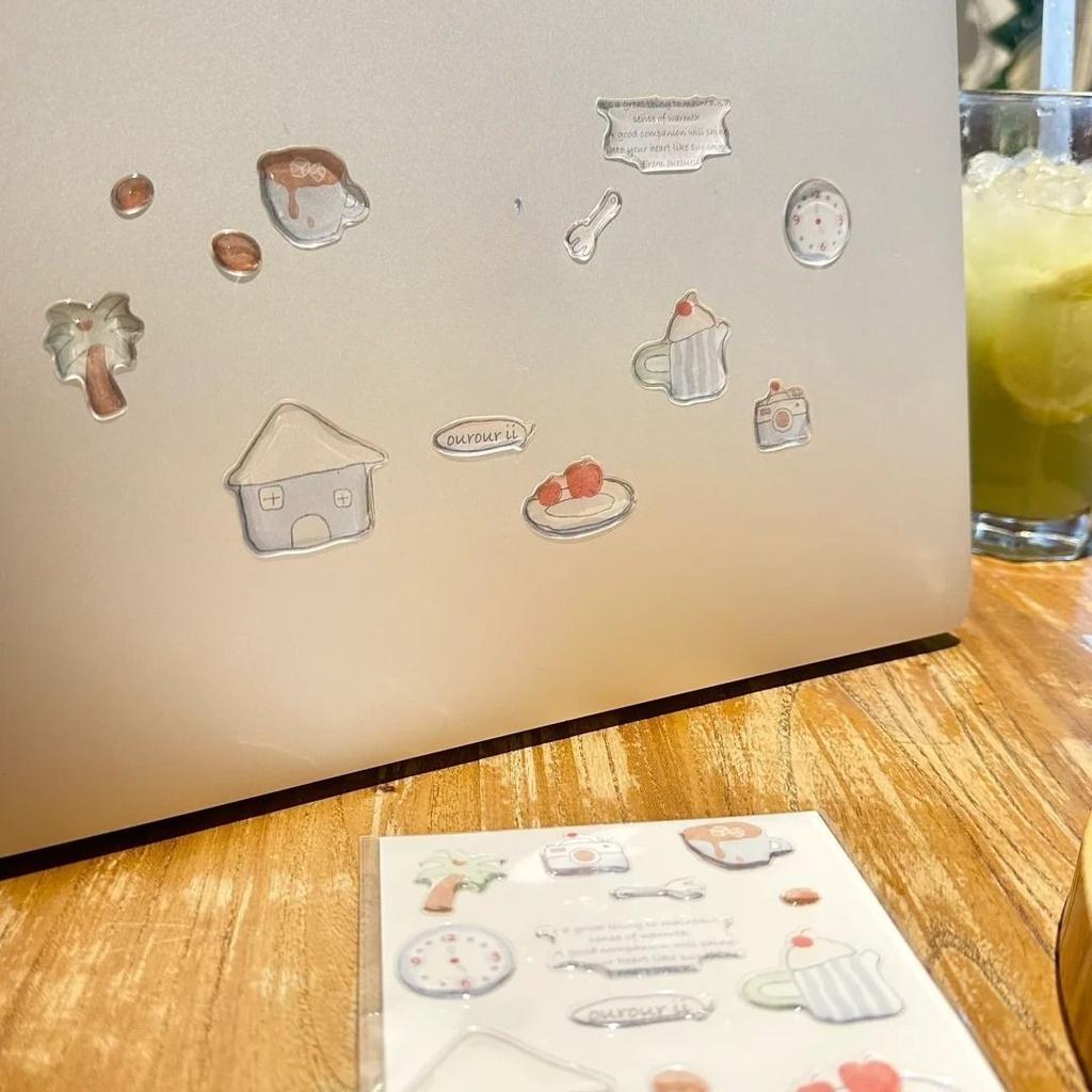 Girlish Cute Pink Fruit Ice Cream 3D Relief Stickers High-quality Epoxy Resin Jelly Decals for IPad Laptops Phone Case DIY Decor