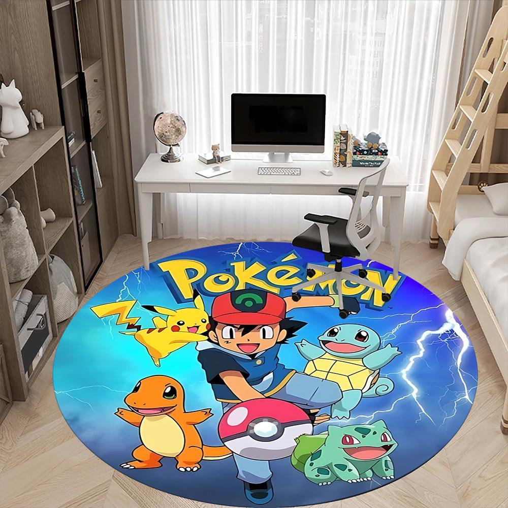 1 stuks Pokemon Personages Kantoor Ronde Vloerkleed, Binnenmat Geschikt Voor Kantoor, Slaapkamer Woonkamer Huisdecoratie, Kamerdecoratie, Offic a0928172