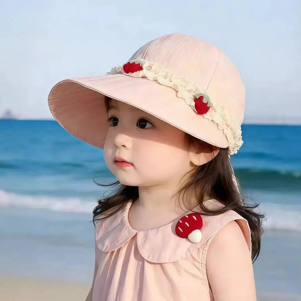 Girls Cute Baseball Cap With Large Brim Thin Sun Protection Hat Spring Summer Sweet Visor For Baby Toddler