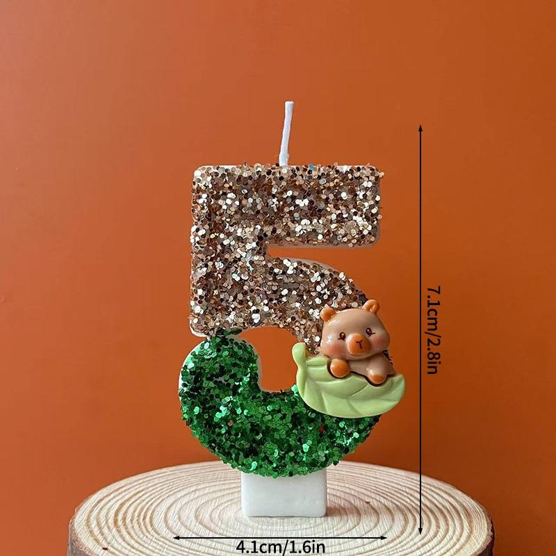 Kawaii Digital Candle Capybara Candle 0-9 Number Birthday Cake Topper Decoration Kapibala Cake Insert for Birthday Baby Shower