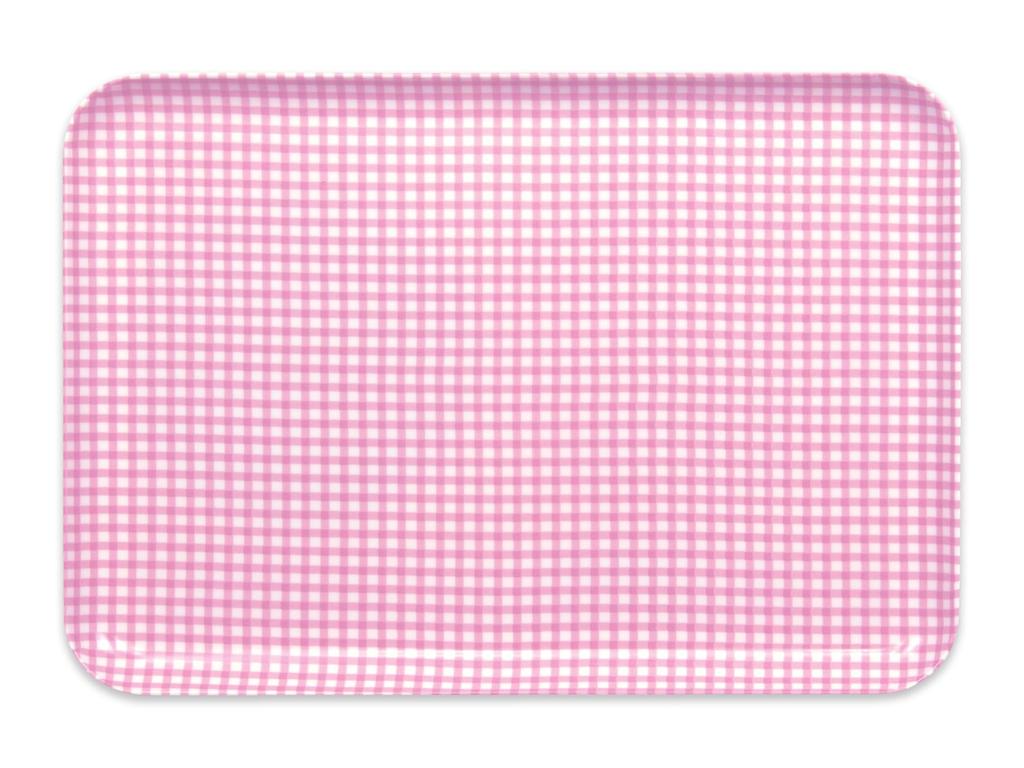 TATSU-CRAFT NR Tray, Medium, 33cm, Checkered Pink, with Non-Slip Surface, Microwave-Safe, Plastic Tray, Stylish and Cute, Non-Slip, Perfect for Cafes