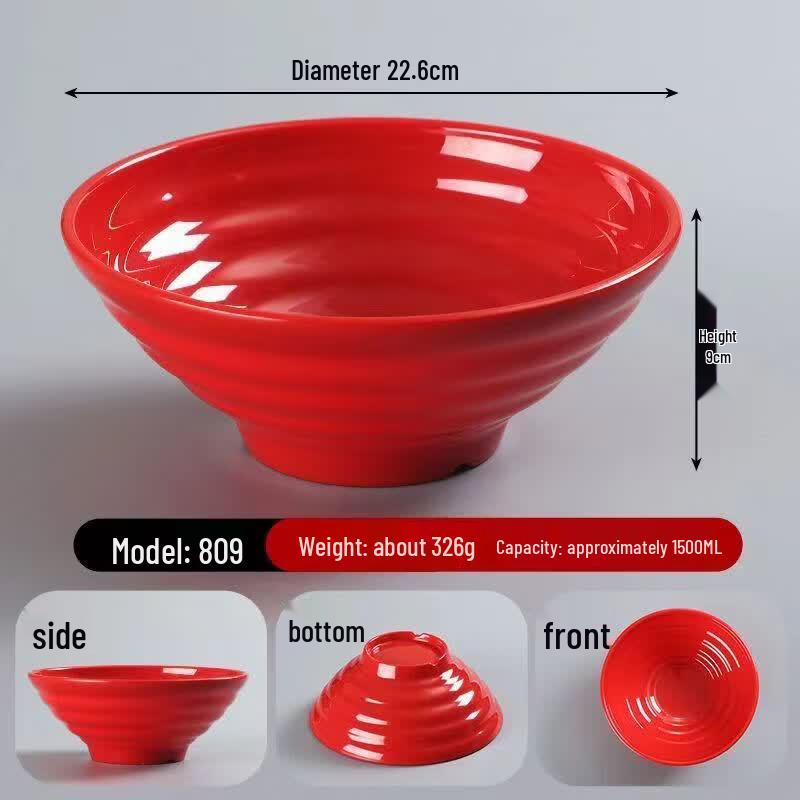 BoZhen JiangChu 9-inch Red A5 Melamine Noodle Bowls (10-Pack)