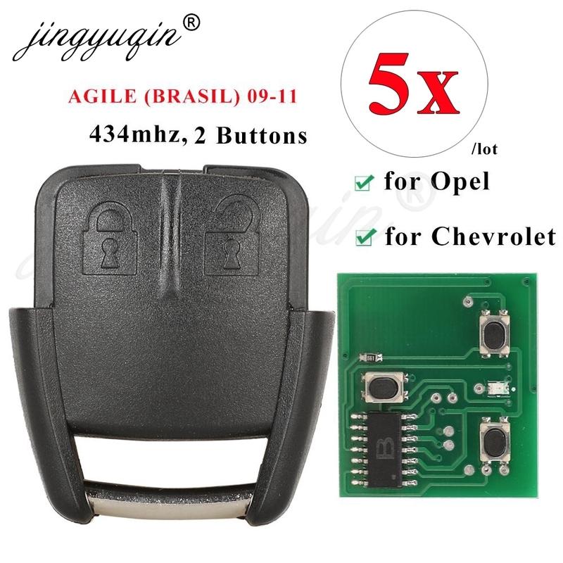 

jingyuqin 5pcs 2BTN Control For Chevrolet AGILE (BRASIL) 2009-2011 Classic Opel Corsa Astra Celta Zafira Remote Car Key 434Mhz