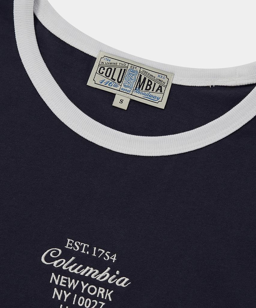 COLUMBIA UNIVERSITY Cu Big Script Women S/S Ringer T-Shirts Crown Navy