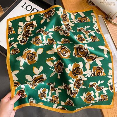 100% Real Silk Scarf Women Elegant Floral Print Foulard Neck Hairband Female Small Square Scarves Spring Kerchief Tie New