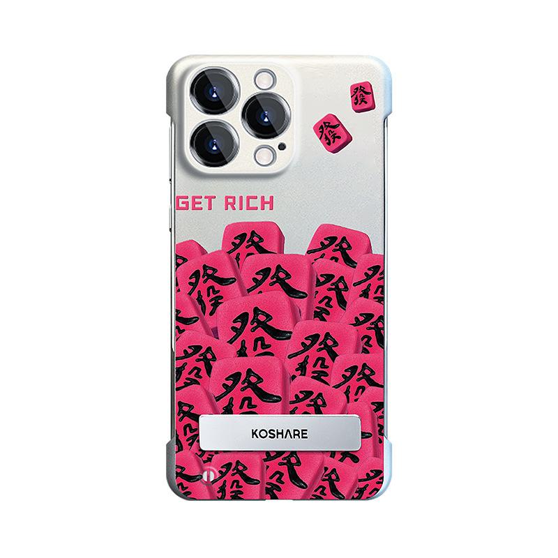 Borderless Mahjong Hair Stand Applicable To Apple 15 Mobile Case IPhone13PROMAX Bare Metal 12 Creative XR