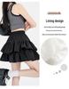 Women's Summer Black A-line Puff Short Skirt - Elastic Waist, Slimming, Anti-Exposure.