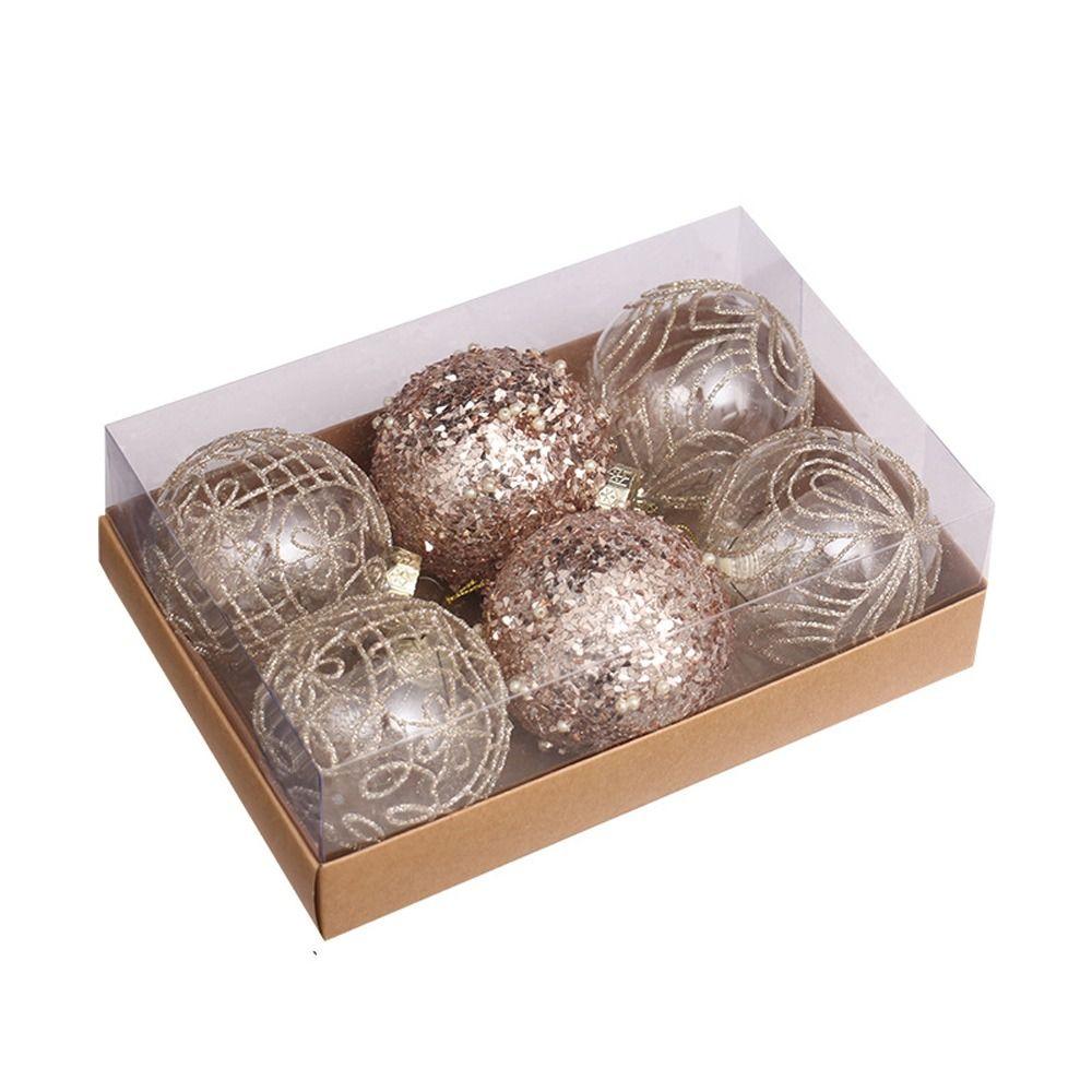 6pcs 8cm Christmas Ball Gift Box PET Christmas Tree Pendant  Home Xmas Decor
