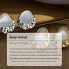 French Retro Cat's Eye Teardrop Stud Earrings - Elegant, Transparent & Fashionable High-End Design